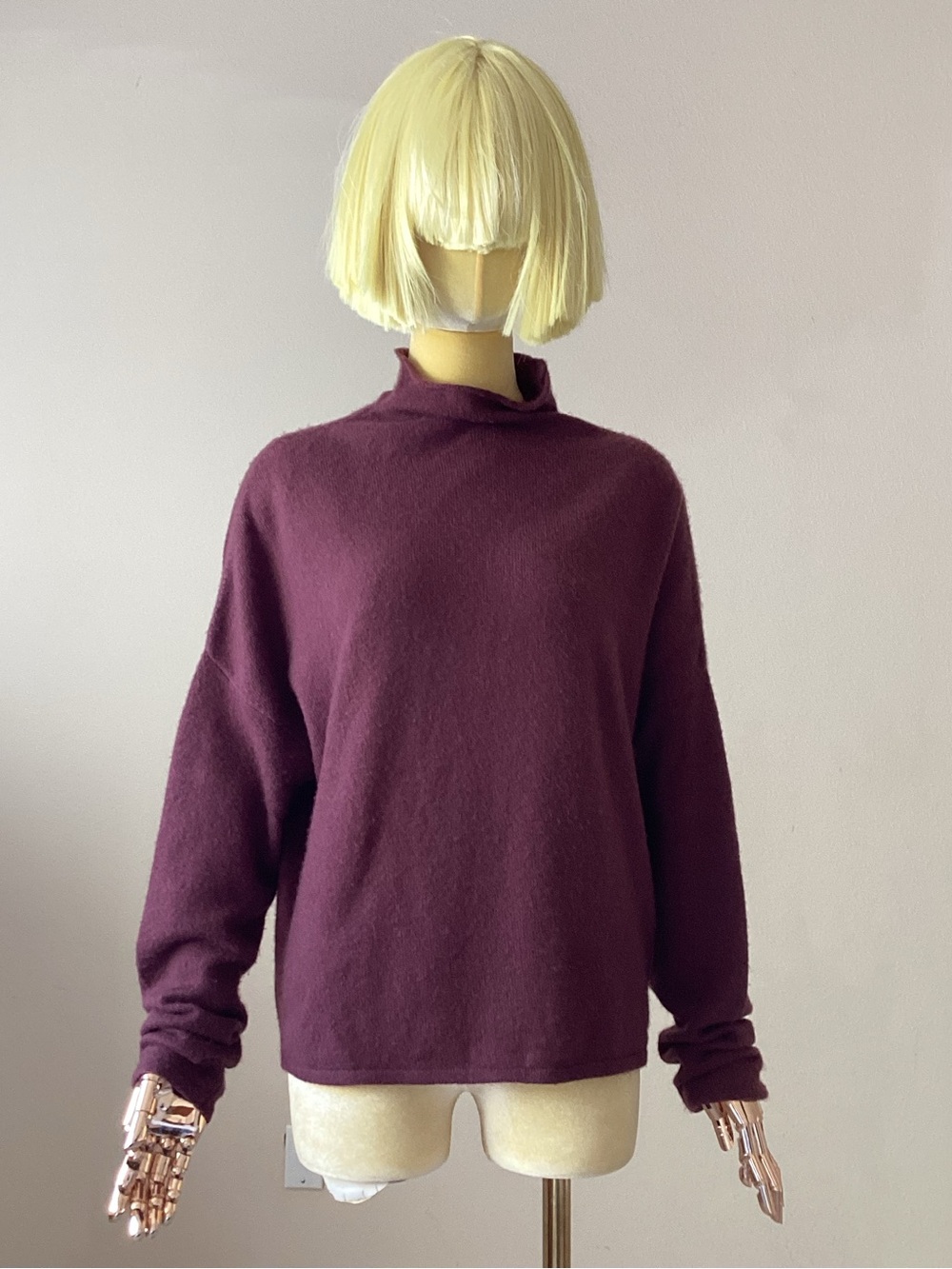 LaPointe Burgundy Mock Neck Sweater SZ M